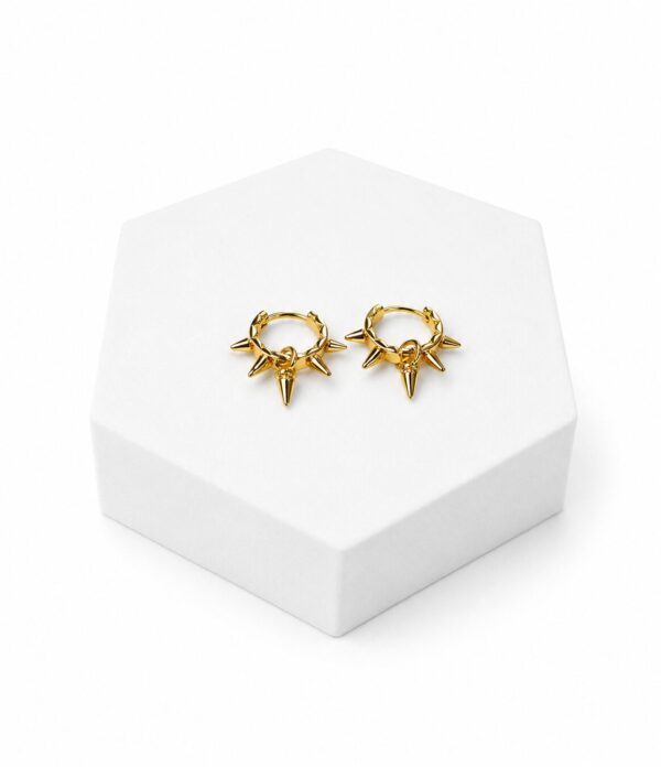 50CD39E0-19F7-46D8-B3A8-5F88C87E6DD0 Venom Gold Spike Hoop Earrings