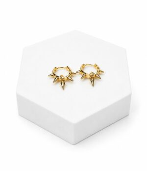 6F187D82-3183-479D-9184-24BBA747D02B Venom Gold Spike Hoop Earrings