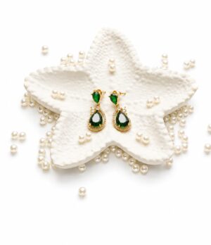 ChatGPT Image Jul 6, 2026 at 01_27_14 AM Green Stone Pavé Teardrop Earrings
